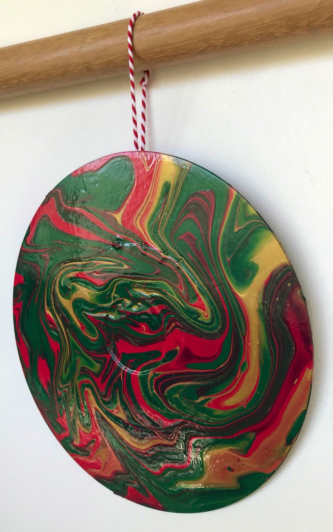 Acrylic Pour Painting Ornament on Vinyl Records | Etsy