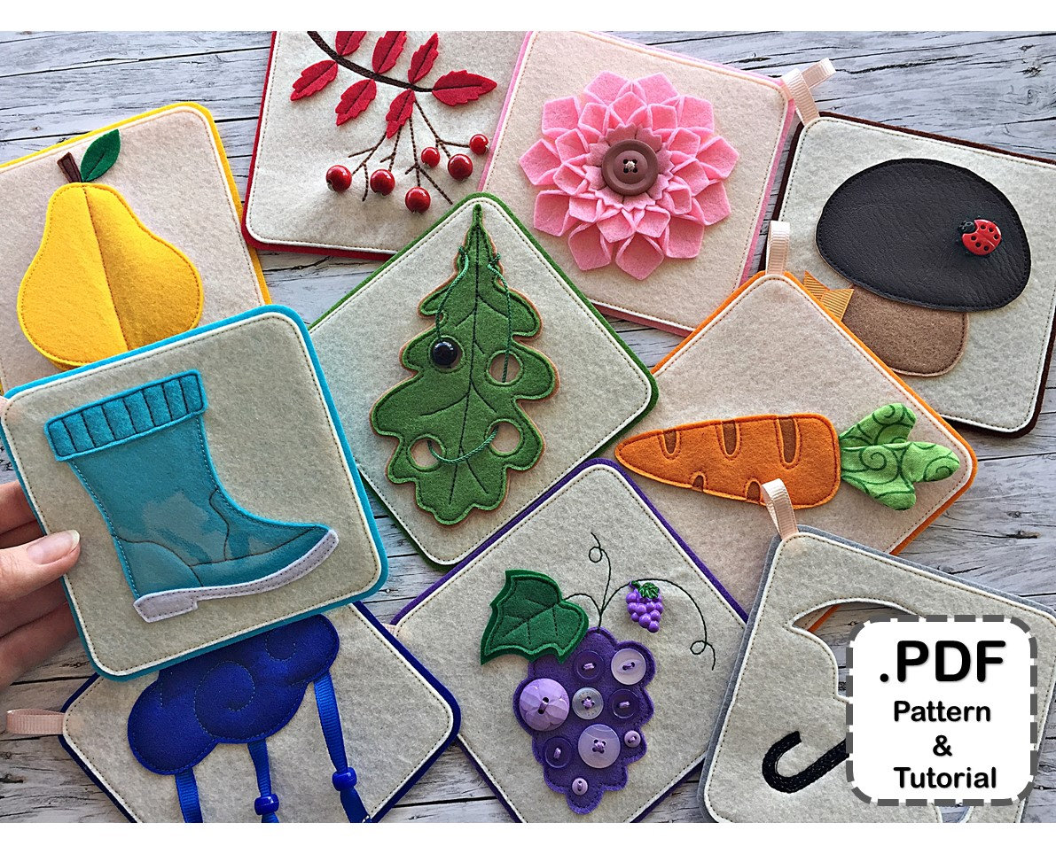 PDF Pattern & tutorial Tactile felt cards Set of 10 Felt Etsy