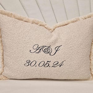 Wedding Gift...Personalised Monogram Embroided Lumbar Cushion