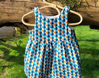 Robe printemps été sans manche, imprimé 70's de bébé à petite fille