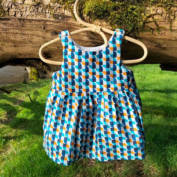 Robe printemps été sans manche, imprimé 70's de bébé à petite fille