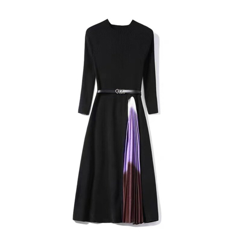 Elegant Long Sleeve Midi Dress Women Autumn Winter Retro Print - Etsy
