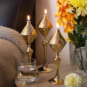 Handmade Glass Oil Lamps, Love Set Opaque/matte Gold, Silver