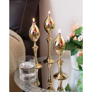 Handmade Glass Oil Lamps, Euphoria Set Opaque/matte Gold