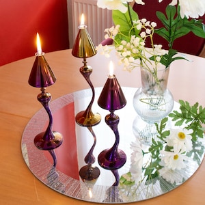 Handmade Glass Oil Lamps, Opia Set Opaque/matte Coloured