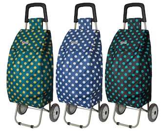 Carrello della spesa pieghevole per impieghi gravosi con ruote, motivo a pois