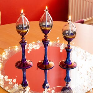 Handmade Glass Oil Lamps, Euphoria Set Opaque/matte Coloured