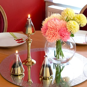 Handmade Glass Oil Lamps, Bliss Set Opaque/matte, Gold