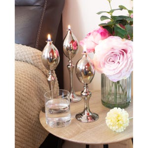 Handmade Glass Oil Lamps, Euphoria Set Opaque/matte Silver