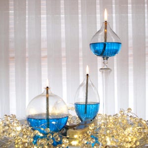 Handmade Glass Oil Lamps, Fame Set Transparent, Various Colours