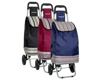 Lightweight Shopping Trolley Strong Large Basket Grocery Stripes Pattern