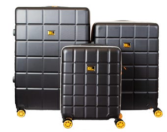 Valigia Rigida ABS Da Viaggio Nera, 4 Ruote, Lucchetto Incluso, Dimensioni Cabina/bagagliaio