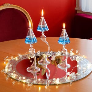 Handmade Glass Oil Lamps, Opia Set Transparent, Various Colours