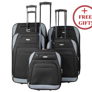 Lightweight 2 Wheels Soft Case Suitcase Travel Luggage with Padlock Black