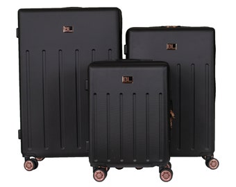 Valigia rigida con 4 ruote girevoli per bagaglio da viaggio nera
