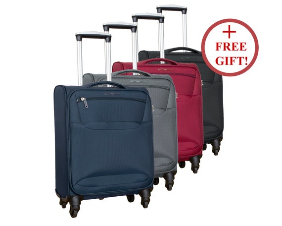 Easy Travel Soft Shell Lightweight Cabin Size Suitcase Carry on Luggage 4  Wheels - Etsy UK