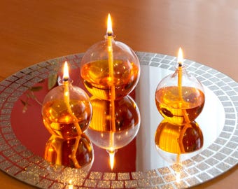 Handmade Glass Oil Lamps, Pride Set Transparent, Various Colours