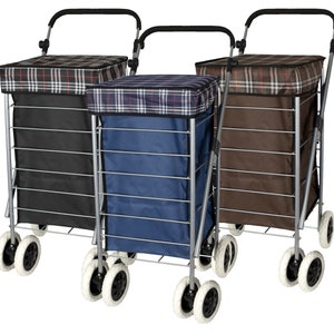 Carrito de compras plegable con 6 ruedas giratorias