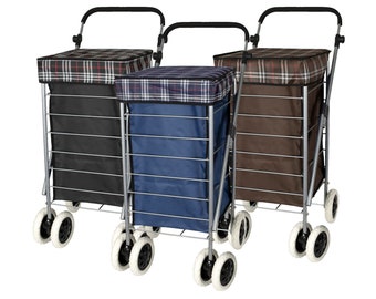 6 Wheels Shopping Trolley Lightweight Strong Large Cart 54L