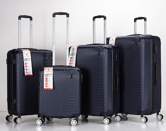 Valise à coque rigide Circle en ABS avec 4 roulettes, bagage de voyage bleu marine