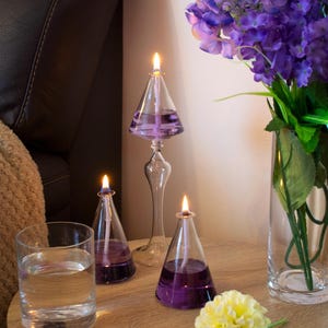 Handmade Glass Oil Lamps, Bliss Set Transparent, Various Colours