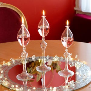 Handmade Glass Oil Lamps, Euphoria Set Transparent, Various Colours