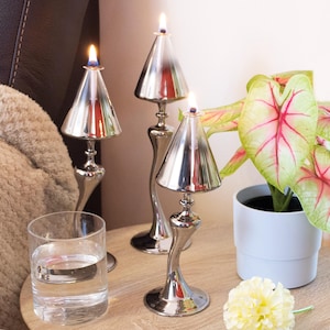 Handmade Glass Oil Lamps, Opia Set Opaque/matte Silver