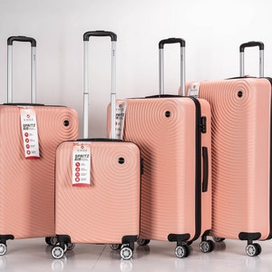 Circle ABS Hard Shell Suitcase with 4 Spinner Wheels Travel Luggage Peach