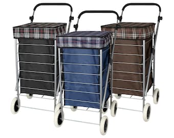 4 Wheels Shopping Trolley Lightweight Strong Large 54L