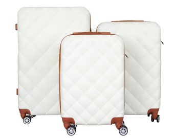 Hard Shell Suitcase With Combination Lock 4 Wheels Ivory
