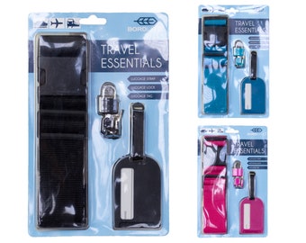 Travel Essentials Set: Luggage Strap, Tag and Lock, TSA Lock, Suitcase Luggage Accessories