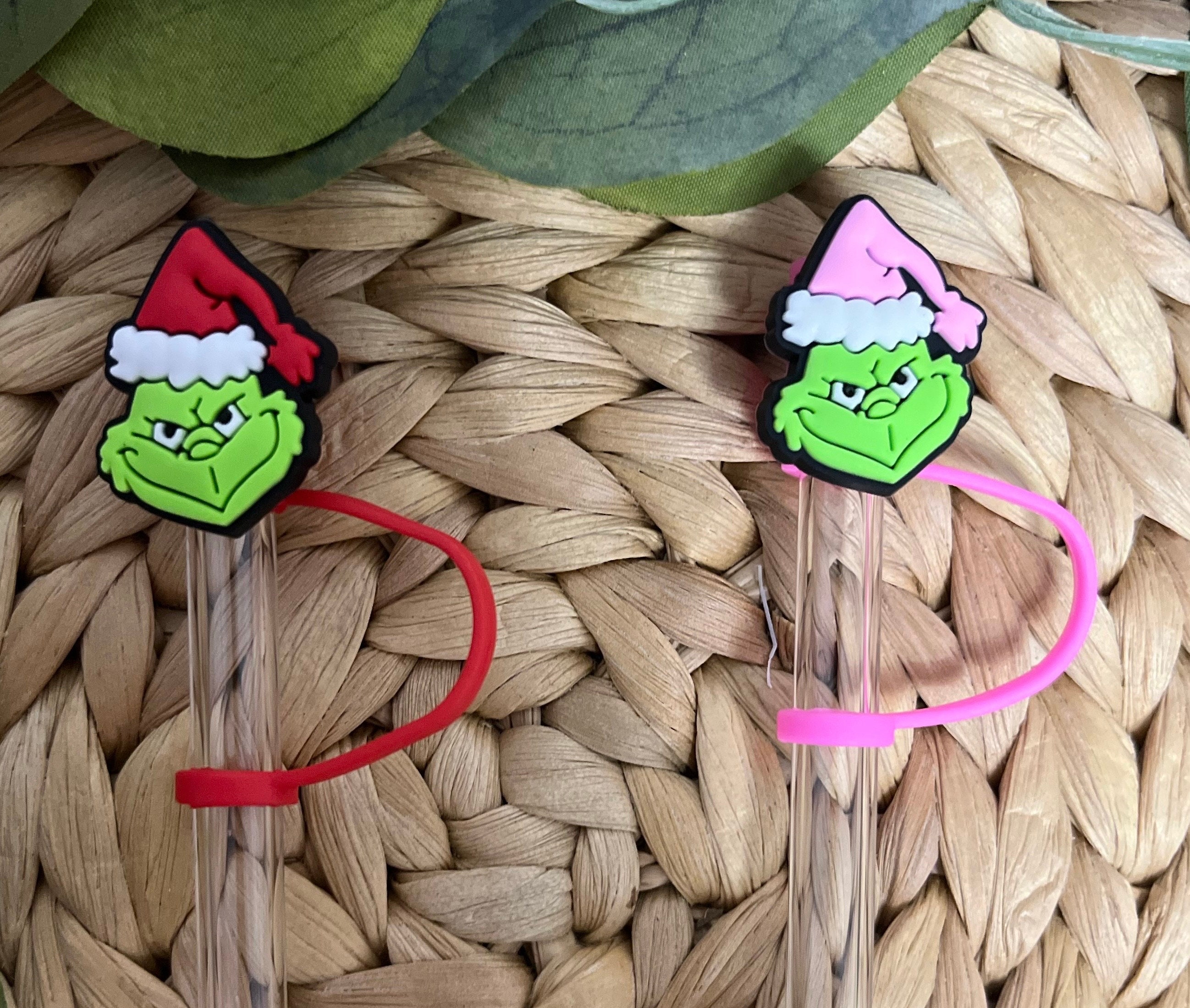 Mean One Pink Straw Topper/ Mean One Grinches Red Straw Topper 