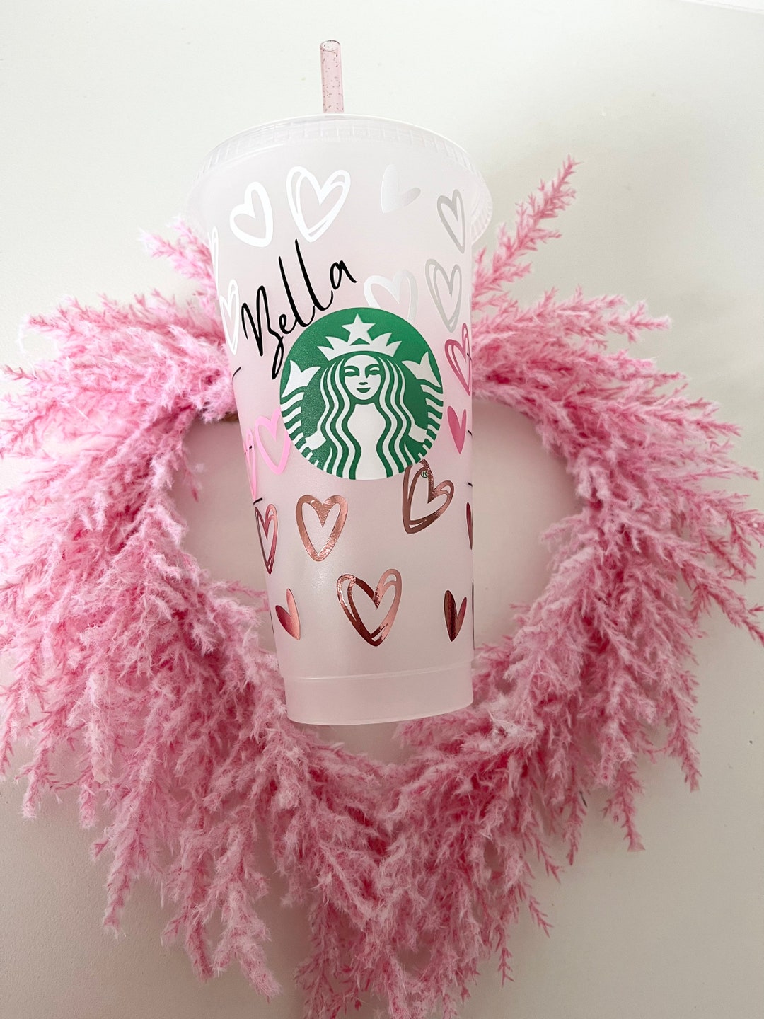 Personalized Valentines Day Starbucks Cup Personalized Ombré Hearts