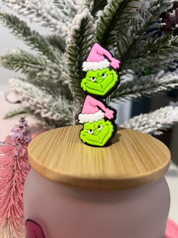 Mean One Pink Straw Topper/ Mean One Grinches Red Straw Topper 
