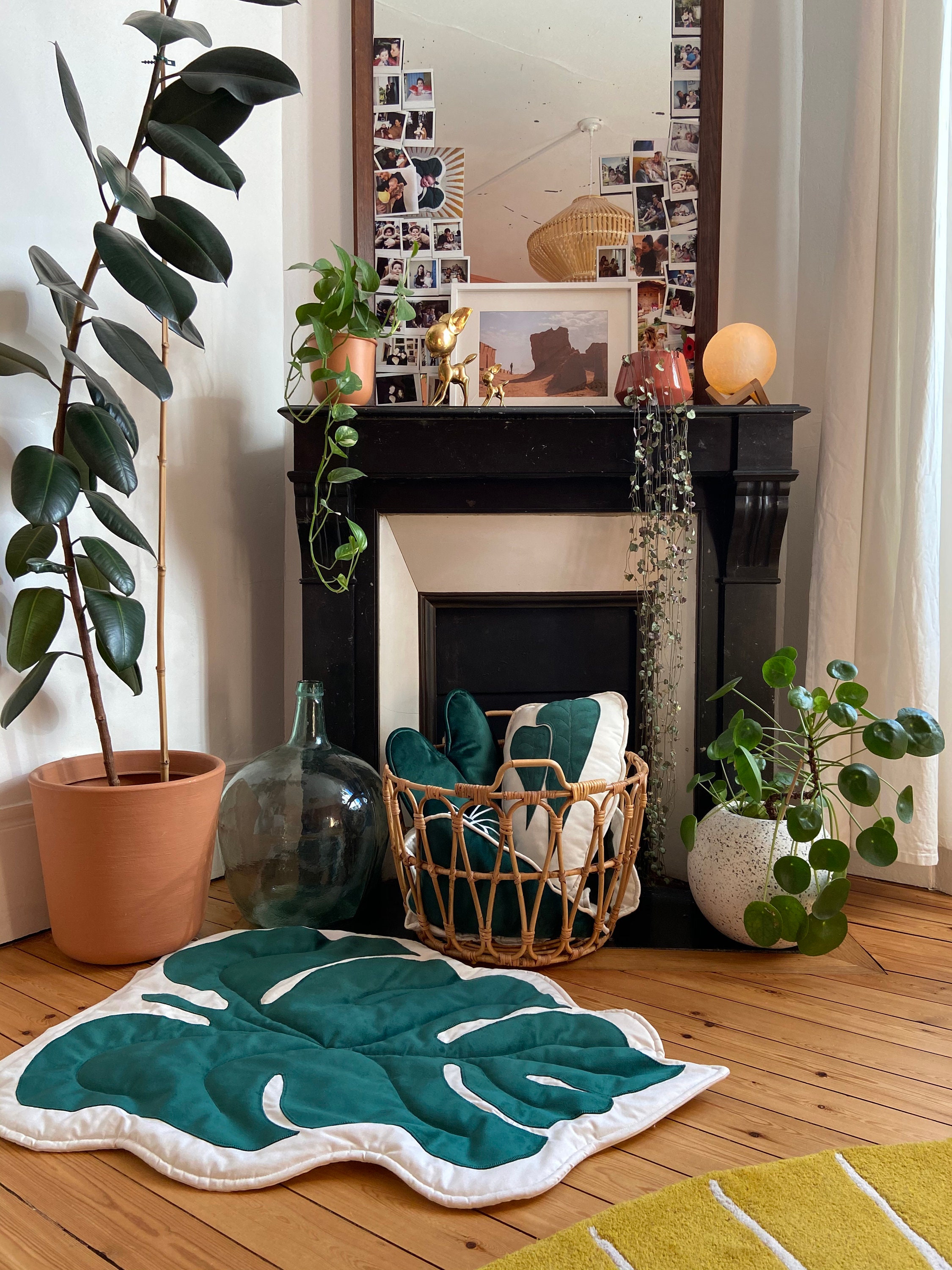 Tapis d'éveil Brodé Bébé Feuille Monstera Deliciosa
