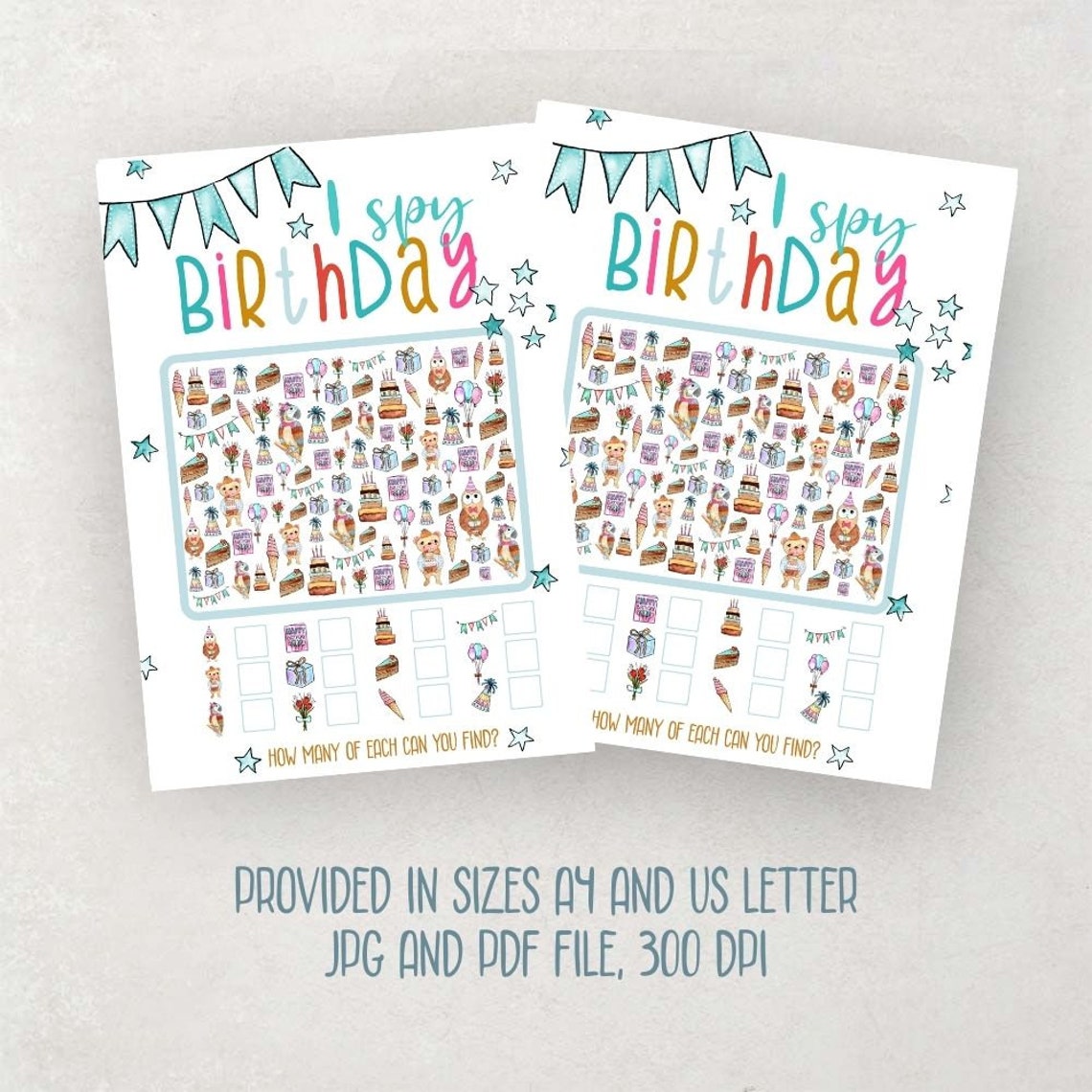 I spy Birthday Printable Birthday Puzzle Activity for Kids | Etsy