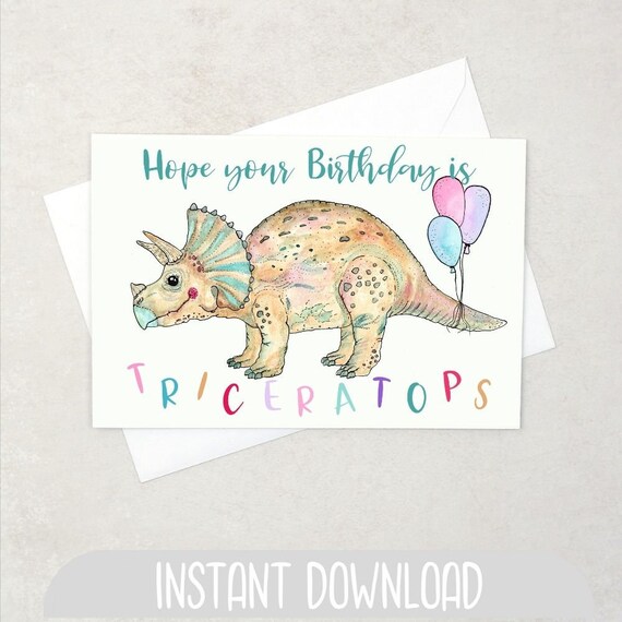Cute Dinosaur Printable Foldable Birthday Card Kawaii
