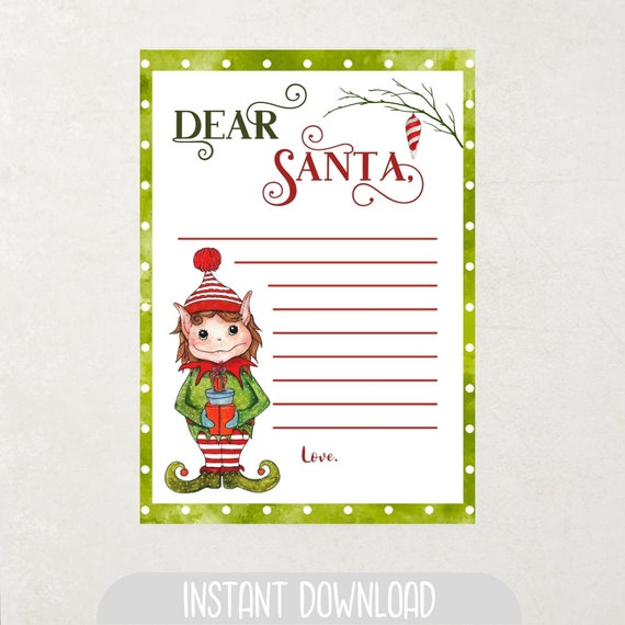 Printable Letter to Santa for Kids Cute Santa Letter Template - Etsy