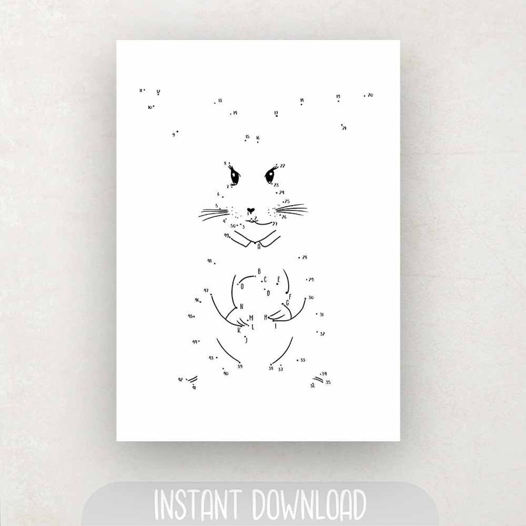 Printable Dot to Dot for Kids With Cute Bunny Instant - Etsy