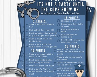 Cop themed bachelorette party scavenger hunt
