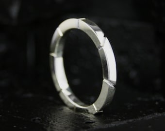 SQUARE Ring STREAKED silver 925/1000