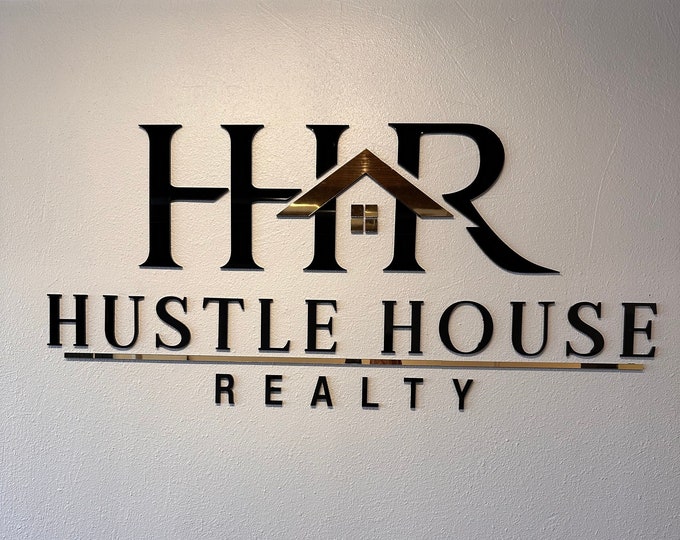 Real Estate Agent's Sign, Aesthetic Logo Signage, Laser Cut Logo Sign, Personalized Sign, Reception Wall Logo, Business Sign, customsign3d