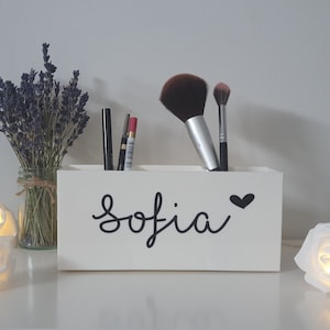 Personalised makeup brush holder and organiser | 3 compartment