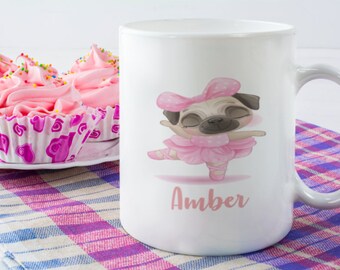 Personalised cute ballerina animal mug | pug mug | elephant mug | unicorn mug| bear mug