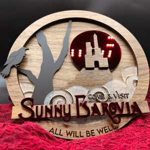 Come & Visit Sunny Barovia - Walnut and Acrylic Wall Art