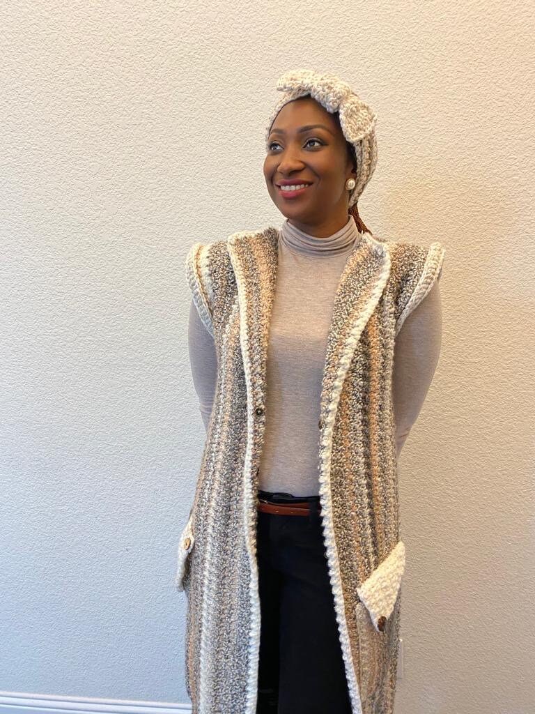 ADORA Fringe Hem Crochet Vest Cardigan