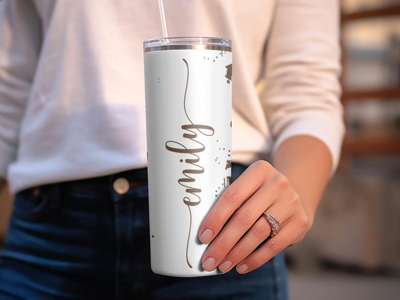 Personalized Black Cow Print Tumbler or Custom Brown Cow Print Cup with Name, Cow Gifts for Women, 20 oz Stainless Steel Tumbler with Straw