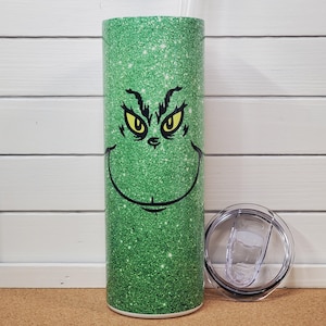 Aangepaste Grinch-beker – Gepersonaliseerde Grinch-kerstbeker met rietje, kerstmok cadeau voor Grinch-liefhebbers