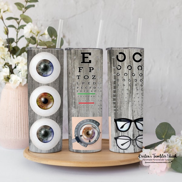 Optometry Tumbler, Optometrist Eye Chart Cup, Ophthalmologist New Job Gift, Personalized Optometry Gifts