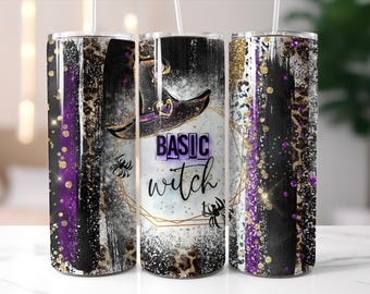 Basic Hexe Halloween Becher: Witchy Halloween Tasse mit Strohhalm, Gruseliger Halloween Becher, Witchy Halloween Geschenk für Sie